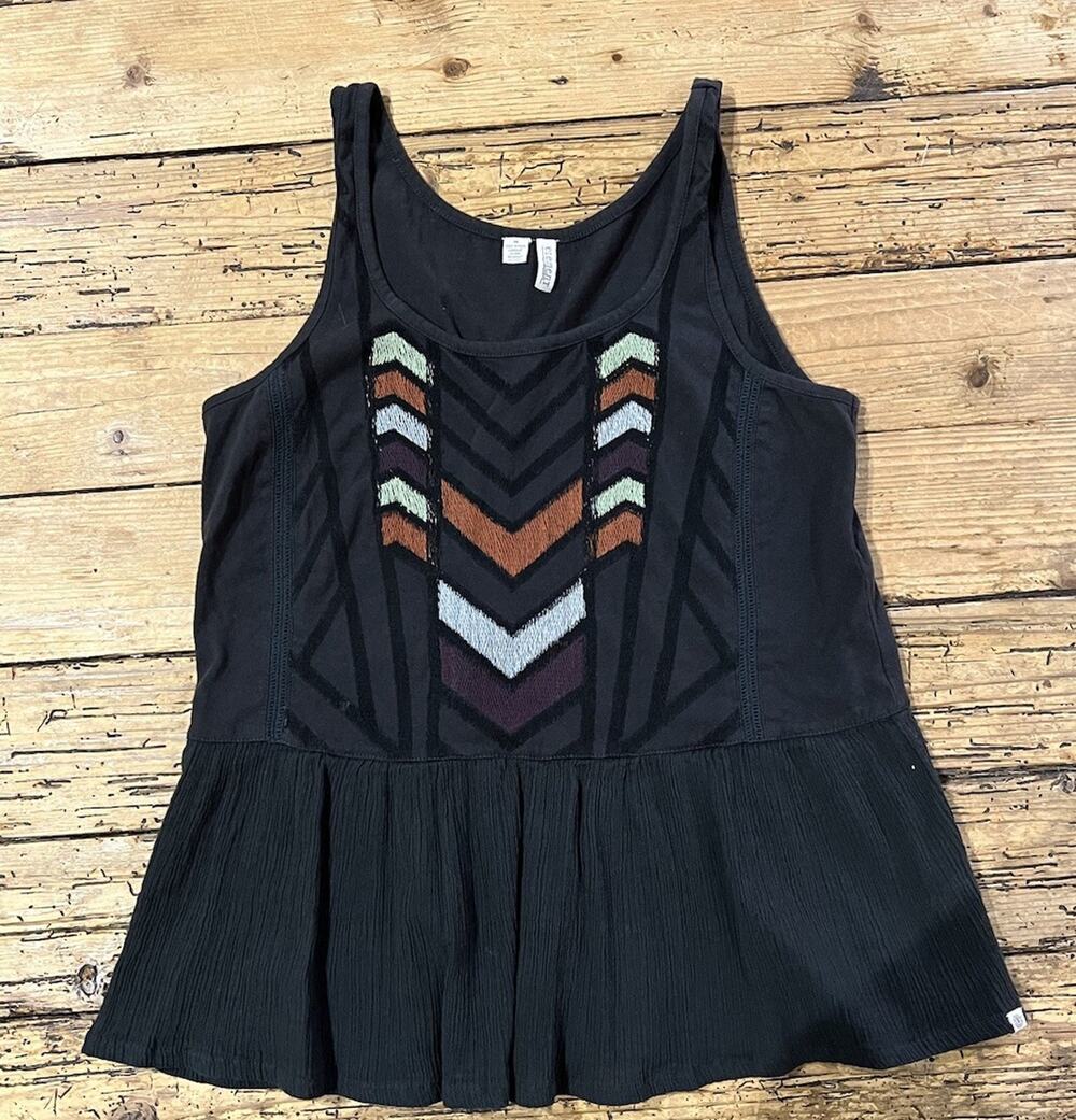 Element Eden Women’s Size M Black Embroidered Boho Tank Top
